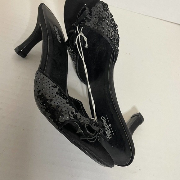 Massimo Mules Evening Sequined Trim with Bow Womens 6 Black - Picture 4 of 9